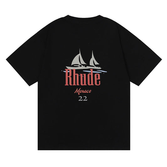 Rhude T-shirt Los Angeles RHUDE Sailing Letter Print Short Sleeve T-shirt