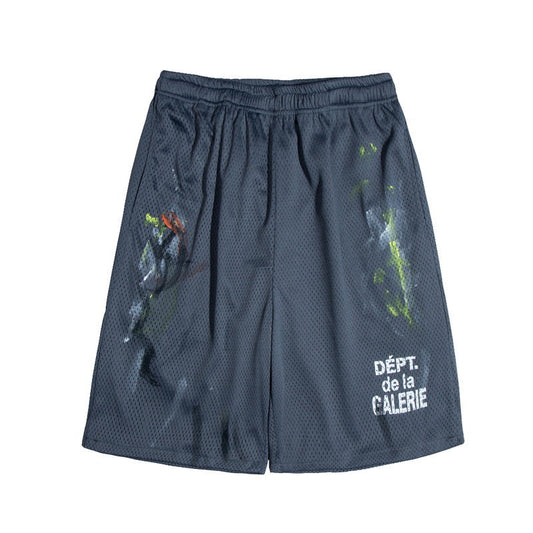 Gallery Dept Men Shorts European and American Street Trendy Gallery Dept Summer New Web Pants Splash Paint Leisure Sports Five-Point Beach Shorts Straight