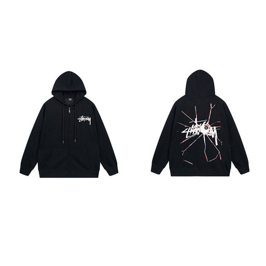Stussy Hoodie Zip-Up Cardigan Fleece Hooded Sweater